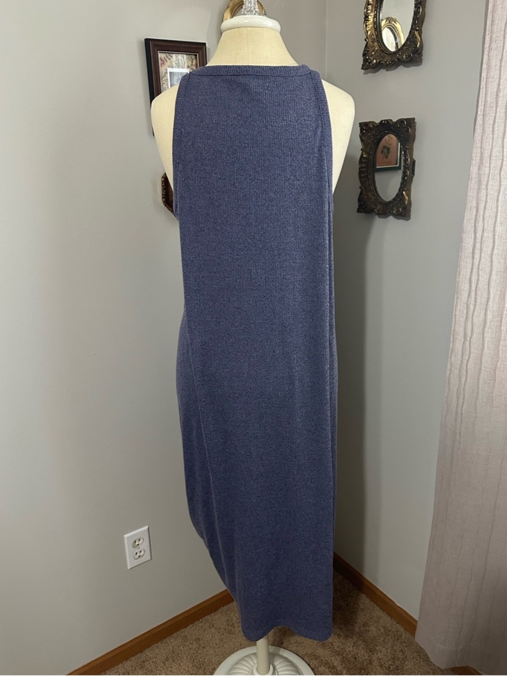 Madewell Sleeveless Navy Midi Dress with Removable Front Knot - Picture 4 of 5